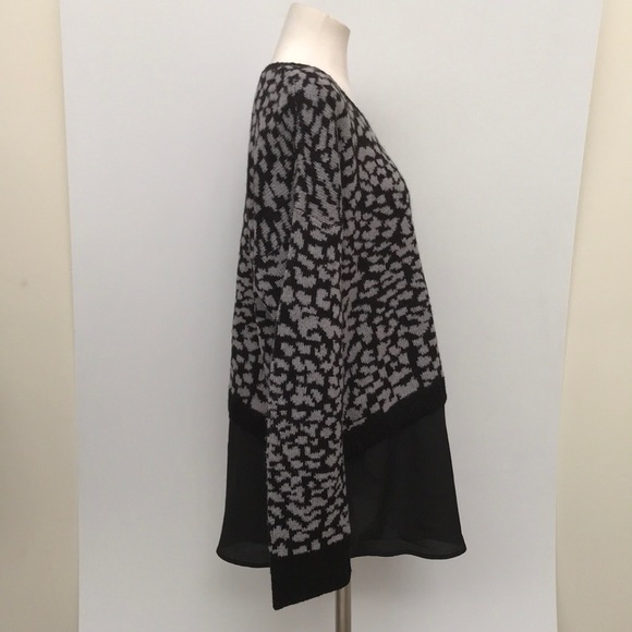 Kensie animal print sweater blouse XL black Grey - Picture 2 of 8